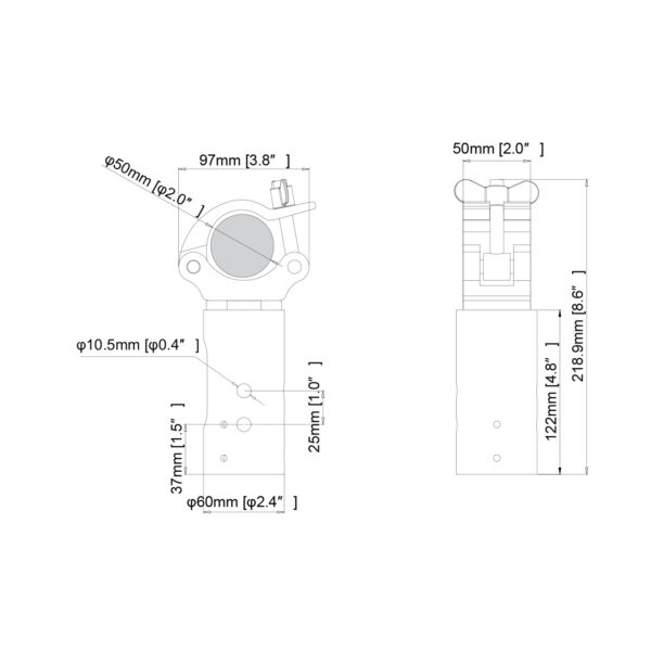 Conector ajustable KIMEX 032-1042 diámetro 5 cm.