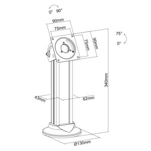 Soporte de mesa KIMEX 091-0007 para tablets VESA 75x75