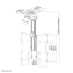 Soporte de Techo Neomounts FPMA-C020BLACK para Pantallas hasta 40"