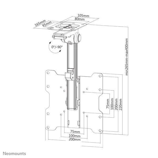 Soporte de Techo Neomounts FPMA-C020BLACK para Pantallas hasta 40"