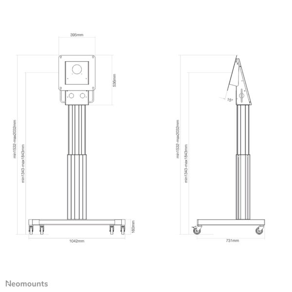 Soporte de suelo motorizado Neomounts NM-HUB2LIFTSILVER