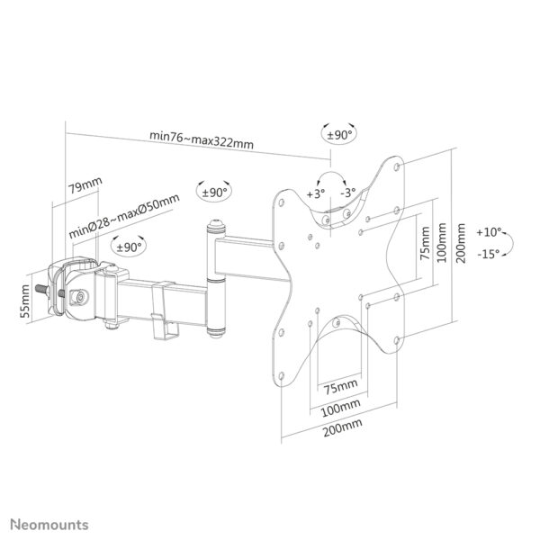 Soporte de Poste Neomounts FL40-430BL12 para Pantallas de 42"